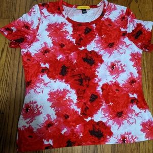 St. John top blouse stretch floral print